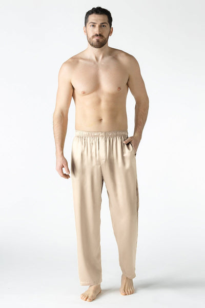 NK IMODE Men Silk Pant Lounge Trouser NK iMODE Champagne Beige S