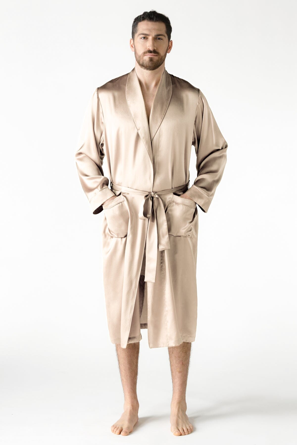 NK IMODE Men Silk Robe Long Robe NK iMODE Champagne Beige S