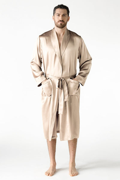 NK IMODE Men Silk Robe Long Robe NK iMODE Champagne Beige S