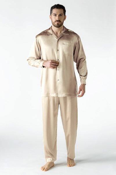NK IMODE Men Silk Shirt Top NK iMODE Champagne Beige S