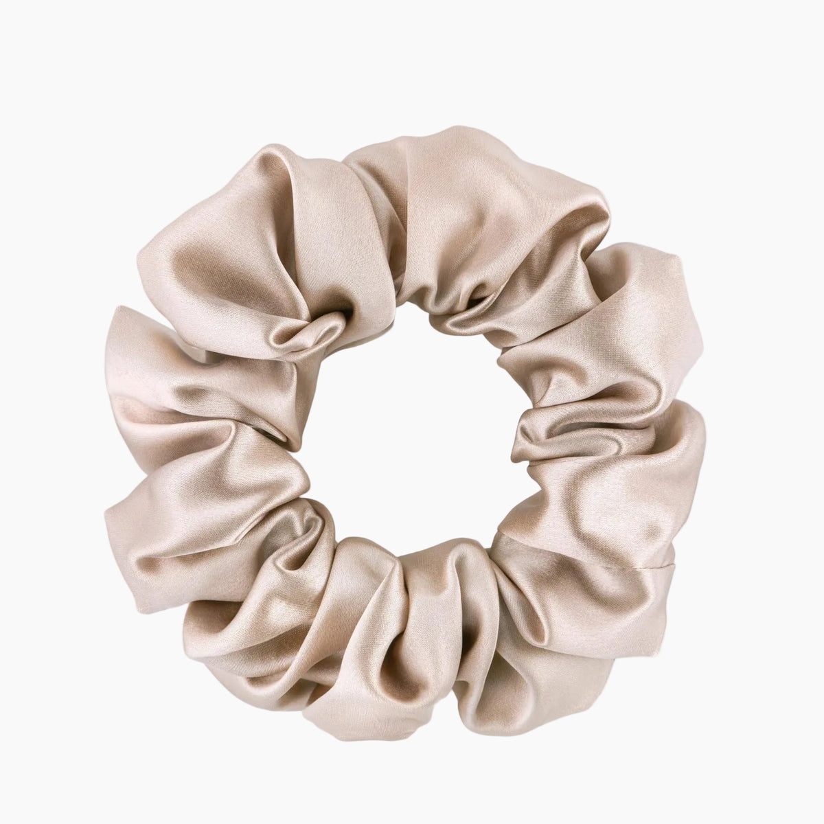 Silk Works large caramel mulberry silk scrunchie with a smooth, lustrous finish for gentle hair styling.