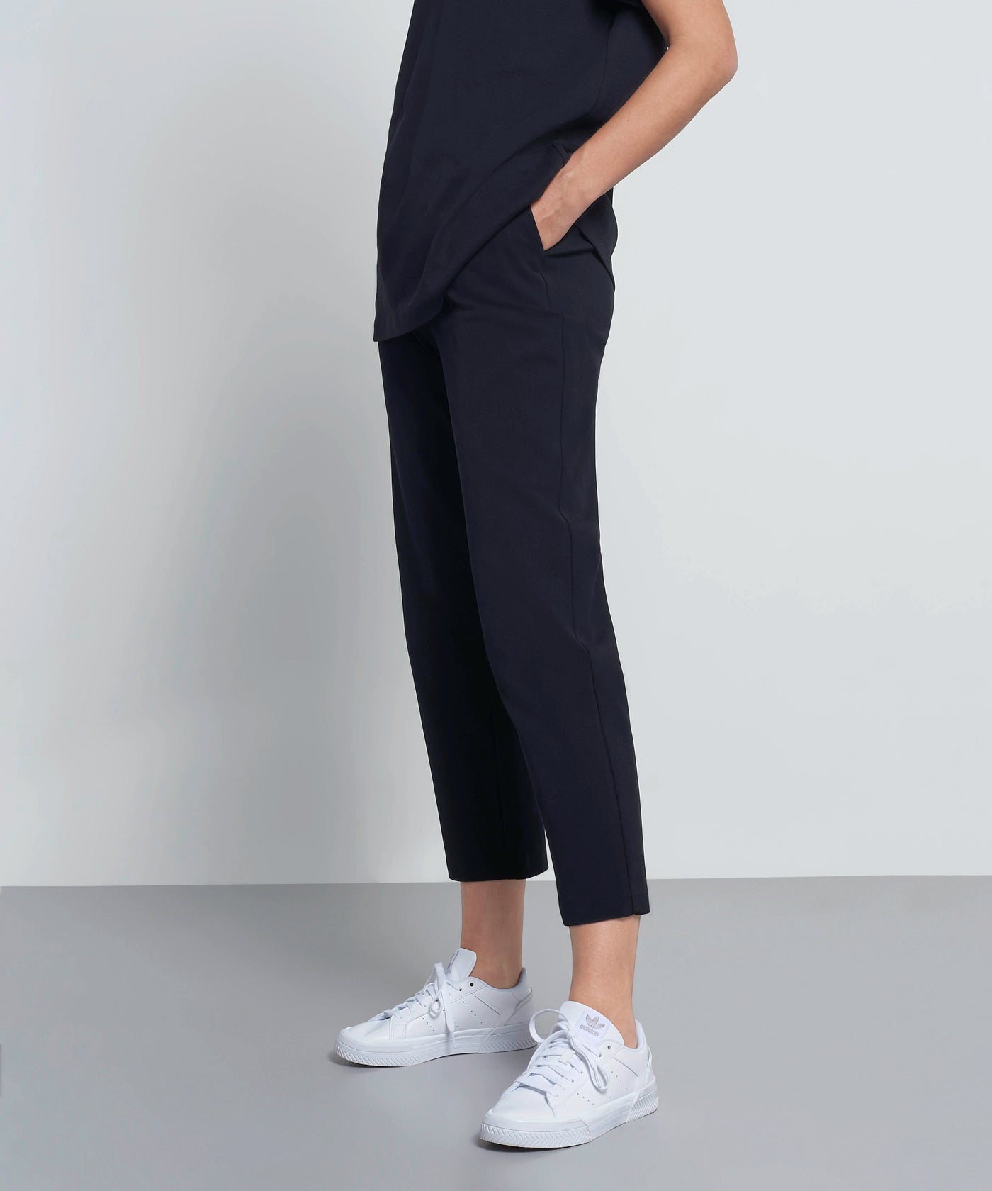 High Waisted Cropped Premium Cotton Cigarette Trouser