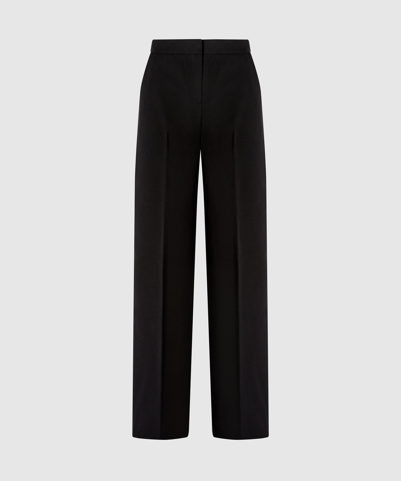 High Waisted Wide Leg Cotton Tailored Trousers With Pockets