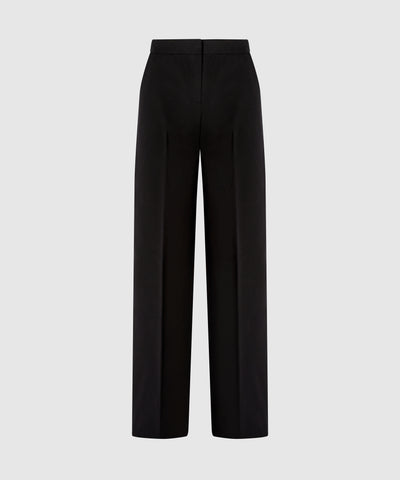 High Waisted Wide Leg Cotton Tailored Trousers With Pockets