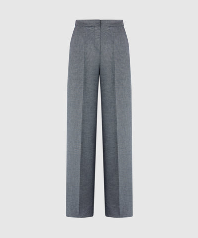 High Waisted Wool Blend Wide Leg Tailored Trouser